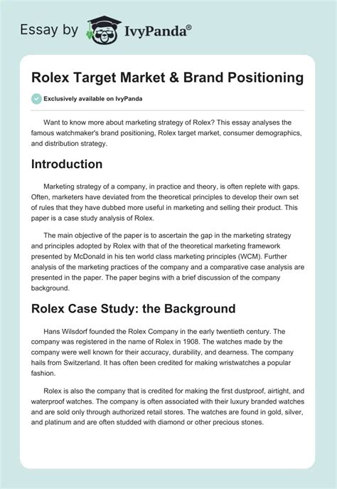 what is the target market for the rolex|Rolex brand positioning.